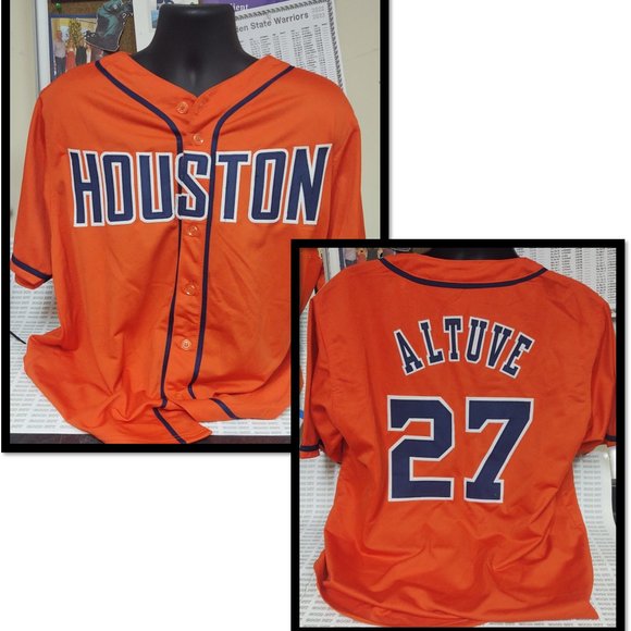 HOUSTON BASEBAL XL JERSEY ALTUVE  BUTTON DOWN FRONT WITH STICHED LETTERS AND #S - Picture 1 of 6